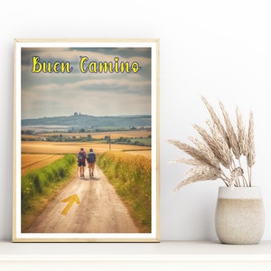 Camino de Santiago - Trekking Poster - Hiking gift - AI generated art