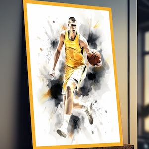 Nikola Jokic - Basketball Poster - Jokic Poster - Denver Watercolor Painting - Poster Art - Home Decor