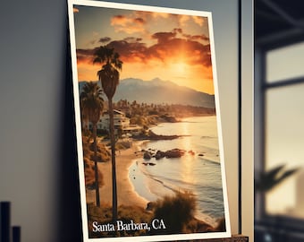 Vintage Santa Barbara Travel Poster - Vintage Travel Poster - Travel Poster - AI Generated art - Santa Barbara Ca travel poster