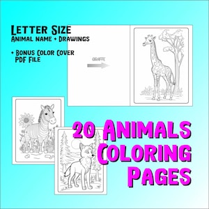 Coloring Book - Printable coloring - Kids Coloring Pages - Kdp tested - Digital Download - Animals Coloring Book