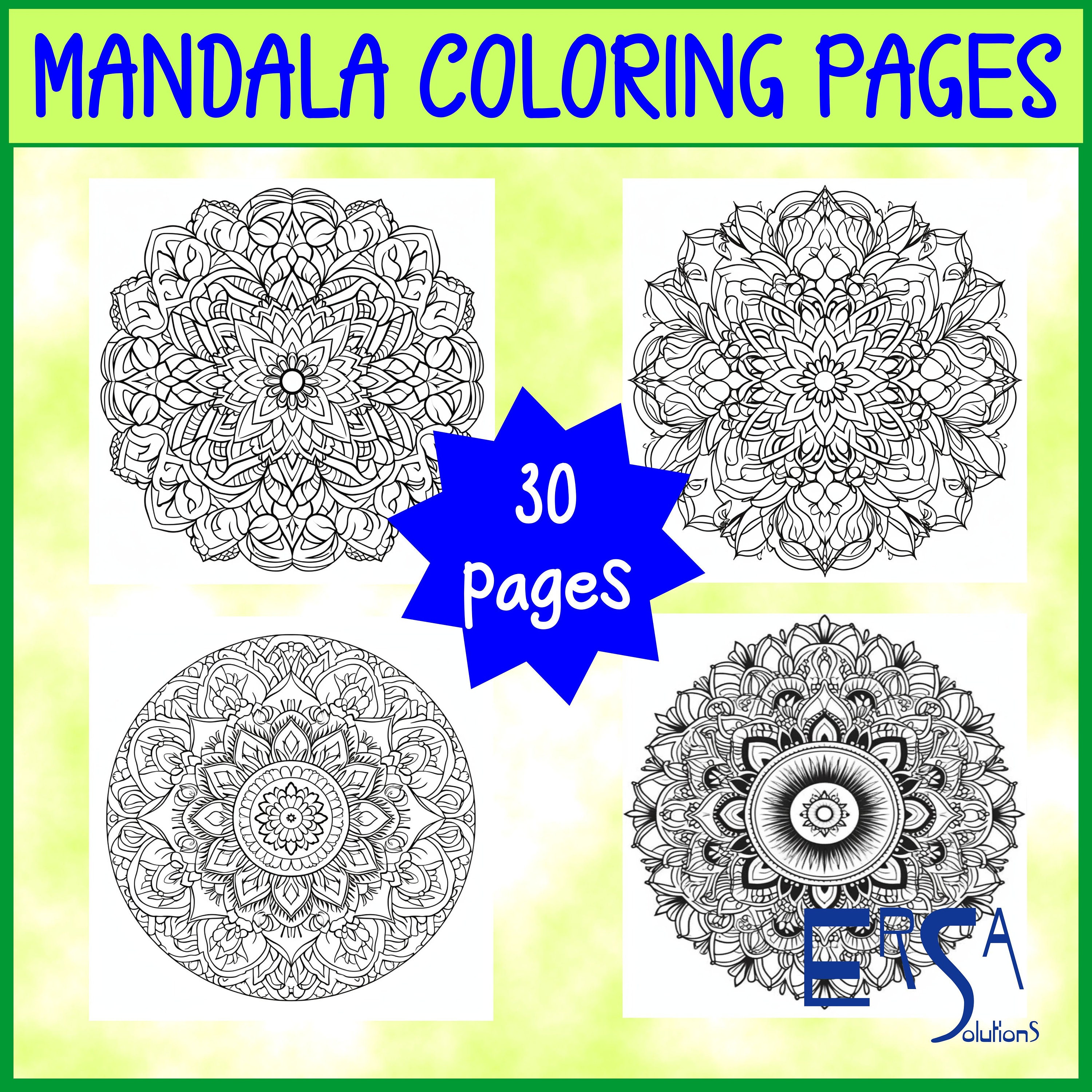 Mandala Coloring Pages - Adult Coloring Book - 30 Digital Coloring ...