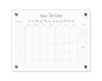 Personalized Acrylic Calendar for Wall - Monthly Planner - Wall Decor - Family Planner - Dry Erase Calendar