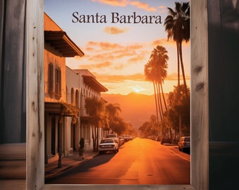 Vintage Santa Barbara Travel Poster - Vintage Travel Poster - Travel Poster - AI Generated art - Santa Barbara Ca travel poster