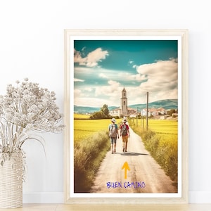 Camino de Santiago - Saint James Way - Midjourney Art - Spain Poster - Trekking Poster - Ai generated art