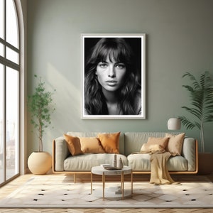 Jane Birkin Poster - Vintage Music Poster - Ai Generated Art - Vintage Photo - Black and White