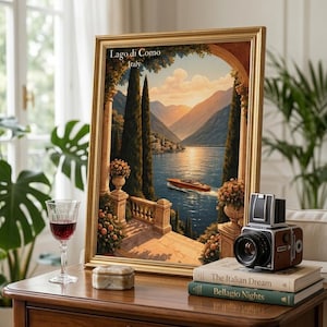 Vintage Lago di Como Travel Poster - Lake Como Poster - Instant Download Printable Art - High-Res PNG Wall Art - Retro Poster