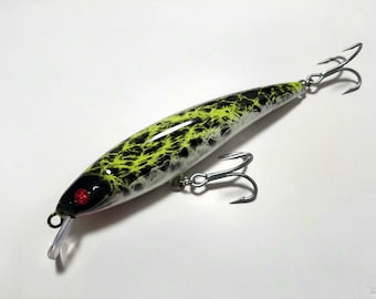 6&quot; RIZZ minnow, striped bass lures, bluefish lures, pike lures, surf fishing lures, custom fishing lures, jerkbaits