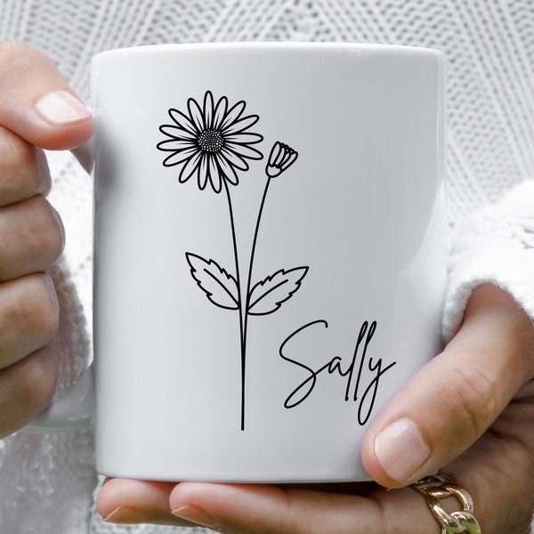 Personalized Birth Flower Coffee Cup With Name ,Personalized Birth Flower Cup, Bridesmaid Proposal, Gifts for Her, Birth Flower Gifts