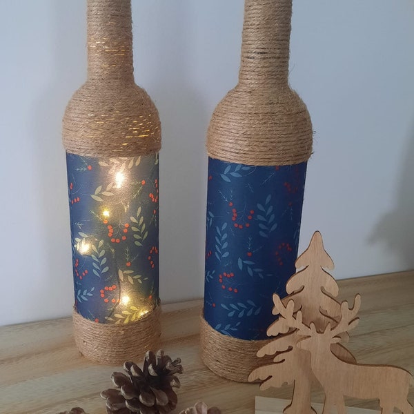 Lampe décorative bleue en jute originale