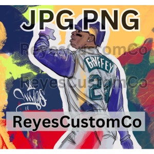 Ken Griffey Jr Custom Art PNG JPEG for Coasters Custom Tshirts Fathers Day ideas Guy gift ideas Baseball theme gifts MLB Gifts