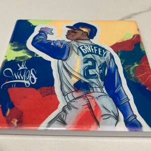 Ken Griffey Jr Coaster MLB Baseball Custom Art Drawing Fathers day gift Coasters Game Room Decor Baseball Lover Baseball Coach Gift