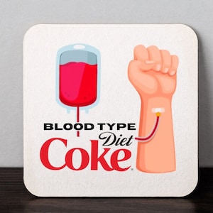 Diet Coke Addict  Coaster Art Drawing Fathers day gift Coasters Game Room Decor Gift Ideas