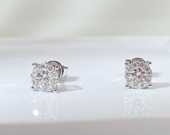 diamond earring look like one carat 18K white gold 1/2 ct .tw