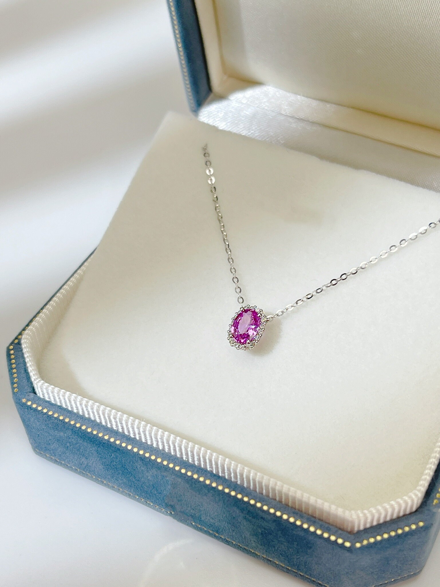 ピンクサファイア 18K ゴールド ダイヤモンドネックレス - Etsy 日本