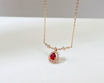 natural unheat ruby necklace