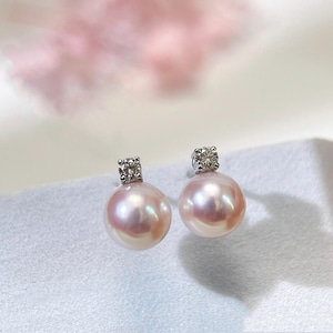 Diana Akoya And Diamond Pearl Earrings in 18K Gold With Certificate