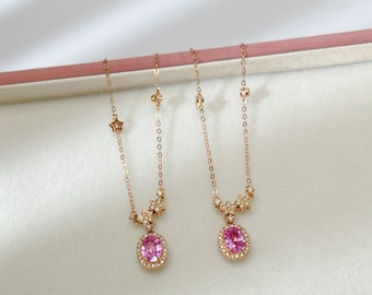 pink sapphire necklace star design