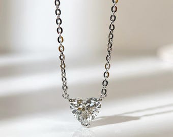 IGI Certified 1.5 CT Heart Lab-Grown Diamond Necklace, Sterling Silver