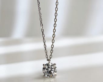 IGI Certified 1.5 CT D/VVS2 Round Lab-Grown Diamond Fixed Pendant Necklace, 18K White Gold