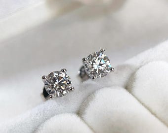 IGI Certified 1 CTW Round Lab-Grown Diamond Stud Earrings, 14K White Gold