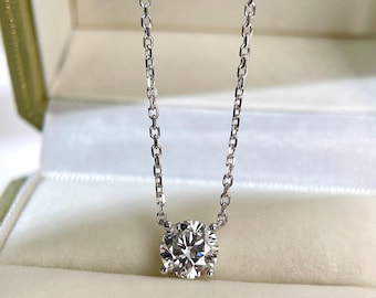 IGI Certified 1.5 CT D/VVS2 Round Lab-Grown Diamond Necklace, 18K White Gold