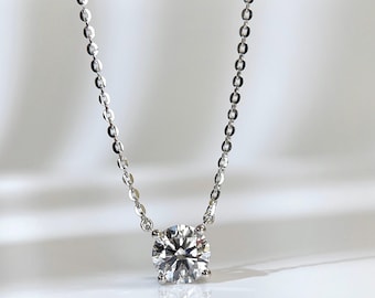 IGI Certified 1.5 CT D/VVS2 Round Lab-Grown Diamond Necklace, Sterling Silver