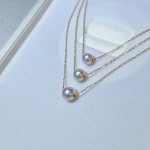 AAA品質の日本製アコヤ真珠ネックレス：18Kゴールド、上品なギフト 