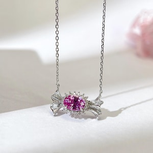 Pink Sapphire Candy Necklace: 18K Solid Gold, Designer Gift