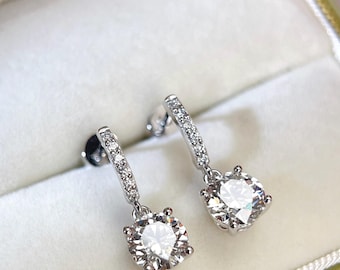 2 CT Lab Grown Diamond drop Earrings: IGI Certified, D VVS2, 14K solid Gold