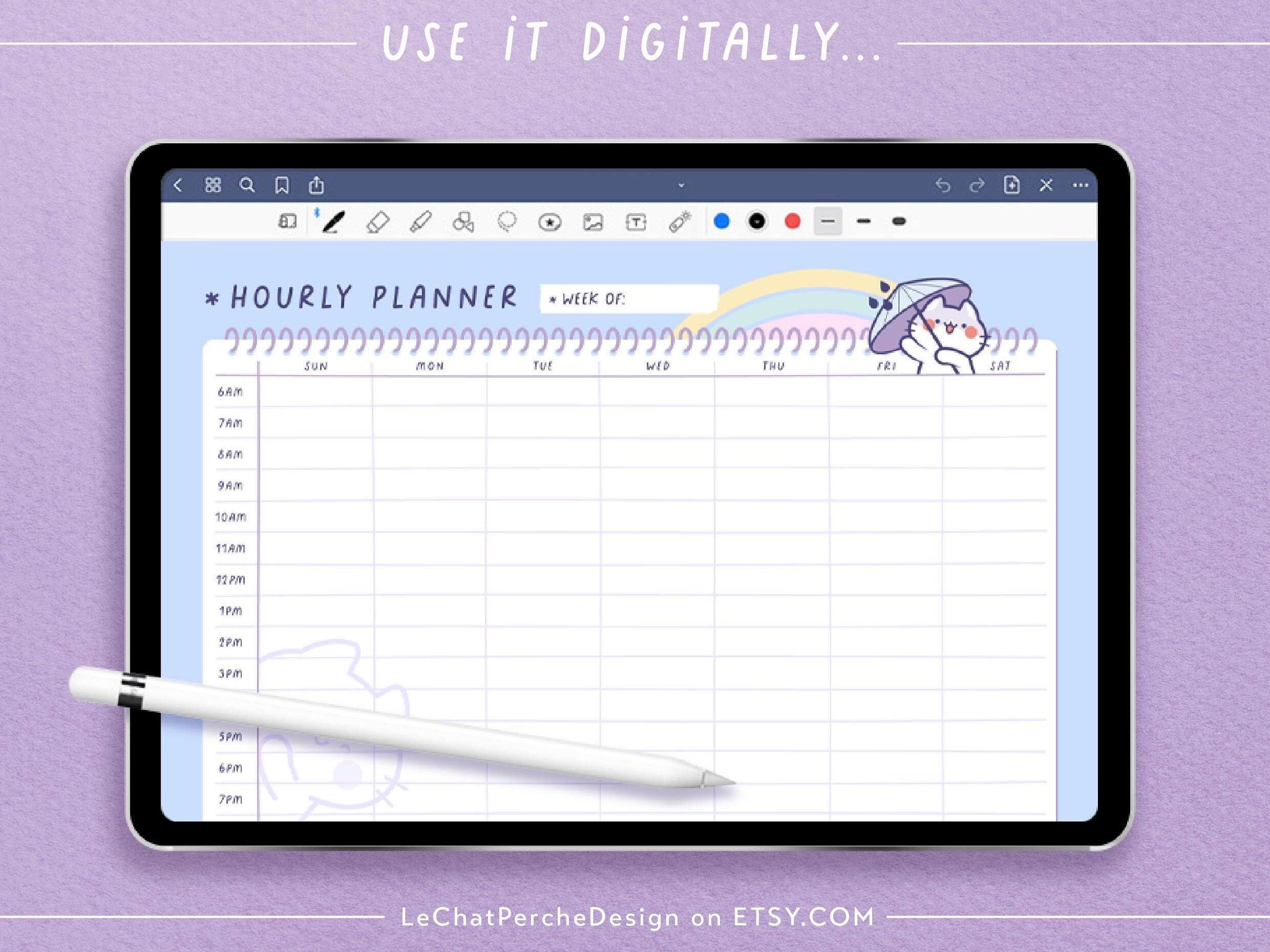 Kawaii Cat Hourly Planner Bundle, Printable Timetable (PDF/PNG) - Etsy