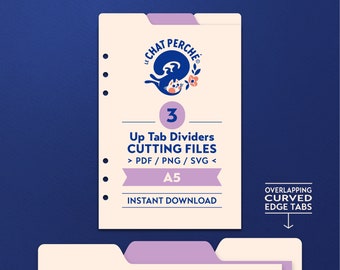 A5 Planner Tab Dividers, Curved Edge, DIY Cut Files (pdf, png, svg)