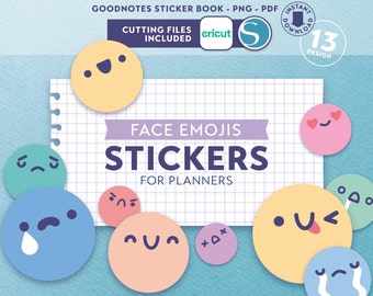Pegatinas para planificador con emoticonos de caras de arcoíris / Rastreador de estado de ánimo (Descarga digital)