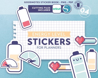 Energy Level Stickers: Kawaii Planner Stickers (Digital Download)