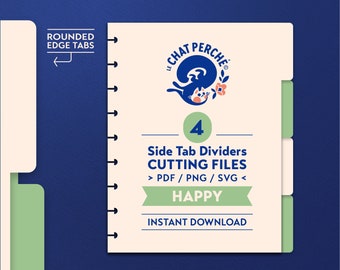 Classic Happy Planner Dividers, Rounded Edge Tabs (PDF, PNG, SVG)