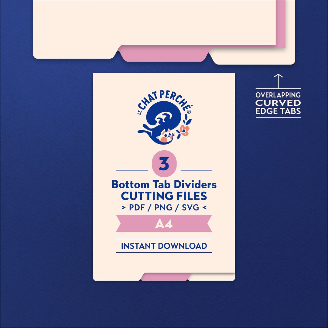 03 Bottom Tab Dividers for A4 Size Planner, Die Cutting Files Set Pdf