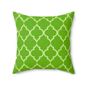 Cojín decorativo verde vibrante, decoración moderna para el hogar, cojín para sala de estar, cojín elegante, detalle para sofá, regalo de cumpleaños, cuadrifolio marroquí