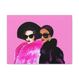 fur coat, sunglasses, black woman art, wall art, wall art canvas, wall art décor, woman décor, girl power
