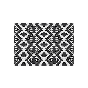 Black and White Southwestern Stylish Outdoor Rug for Patio, Boho Home Decor, Indoor-Outdoor Mat, Modern Area Rug, Garden Party Essential