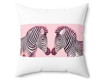 Pink Zebra Throw Pillow: Double-Sided Decorative Pillow