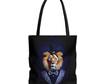 Lion Print Tote Bag: Lionhearted Gentleman Canvas Shopper