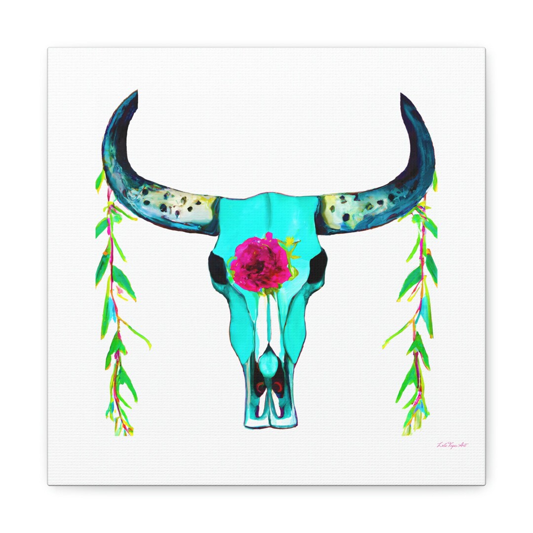 Boho Art Prints, Cow Skull, Wall Art, Wall Art Canvas, Wall Art Décor