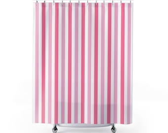 Pink Striped Shower Curtain: Modern Chic Bathroom Decor