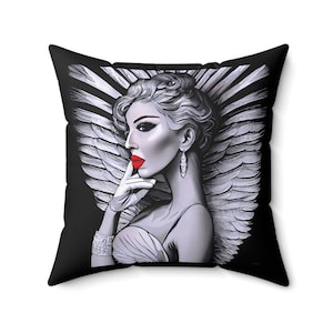 art deco angel square pillow, decorative pillow, living room pillow, bedroom pillow, throw pillow, pillows,decorative pillows, accent pillow