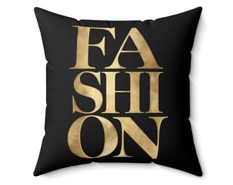 Fashion Pillow: Black & Gold Glam Decor Throw Cushion