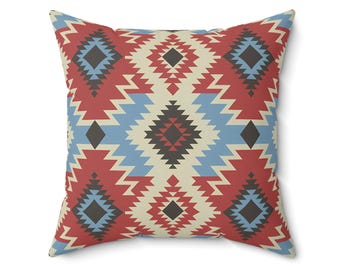 Boho Geometric Pillow: Spun Polyester Tribal Cushion