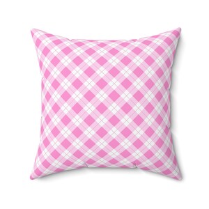 Pink Plaid Decorative Pillow, Cozy Home Accent, Cute Gift for Her, Farmhouse Decor, Living Room Throw Pillow