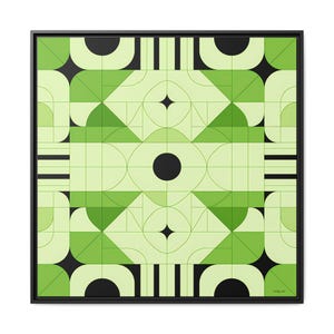Green Geometric Framed Canvas Art Print: Modern Home Decor