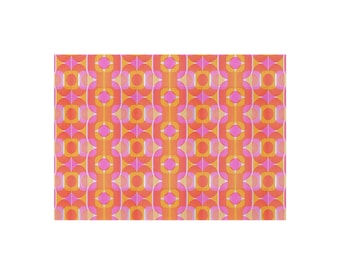 Retro Geometric Pattern Indoor/Outdoor Rug | Pink Orange Yellow