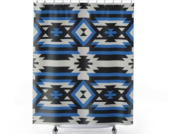 Geometric Shower Curtain: Modern Boho Bathroom Decor