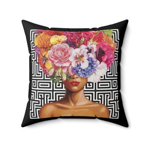 Floral Art Square Pillow: Boho Home Decor Accent